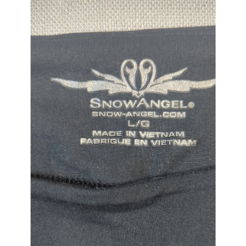 Snow Angel Black Leggings Size L Tribal Side Print Stretch Athletic - Picture 3 of 8